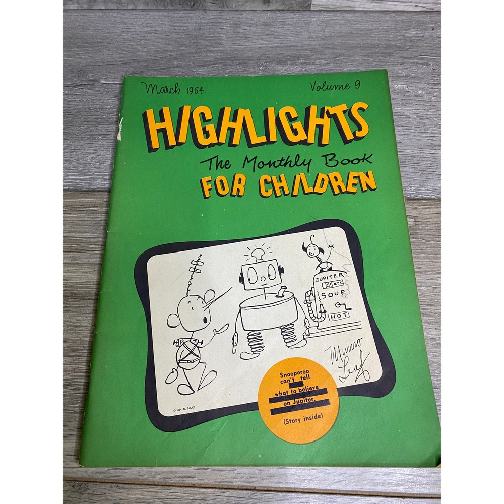 Vintage Highlights for Children Magazine March 1954 Volume 9 Munro Leaf Retro